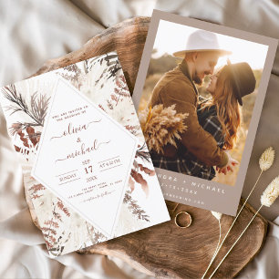 Budget Boho Terracotta Photo Pampas Grass Wedding