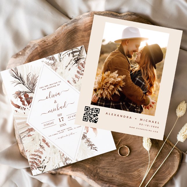 Budget Boho Terracotta Photo QR Code Wedding (Creator Uploaded)