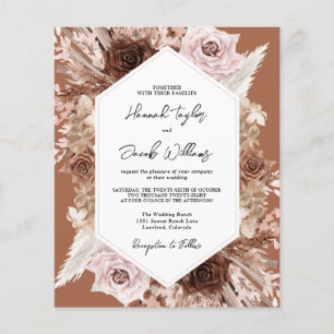 Budget Boho Terracotta QR Code RSVP Wedding Invite