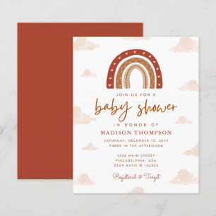 Budget Boho Terracotta Rainbow Clouds Baby Shower