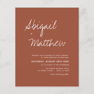 Budget Boho Terracotta Simple Wedding Invitation Flyer