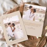 Budget Boho Terracotta Wedding Thank You Cards<br><div class="desc">Celebrate love and gratitude with our Budget Wedding Thank You Cards, designed to complement your minimalist wedding celebration. These cards feature a personalised photo on both the front and back, capturing the cherished moments of your special day. The elegant, hand-lettered cursive script typography adds a touch of modern sophistication, creating...</div>