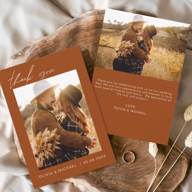 Budget Boho Terracotta Wedding Thank You Cards (Creator Uploaded)