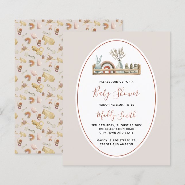 Budget Boho Toys Terracotta Rainbow Baby Shower  (Front/Back)