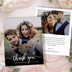 Budget Boho Typography 2 Photo Wedding Thank You