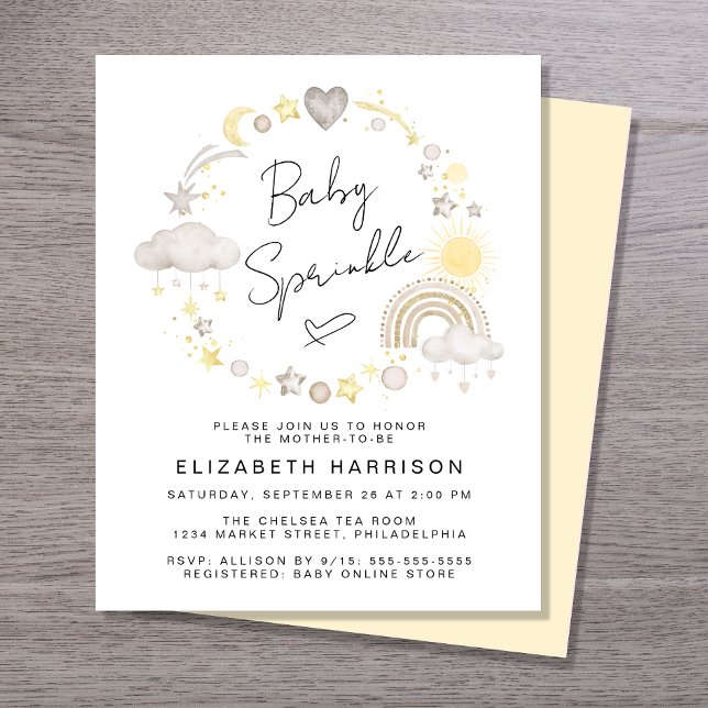 Budget Boho Watercolor Baby Sprinkle Invitation (Creator Uploaded)