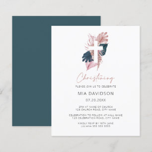 Budget Boho Watercolor Floral Christening Invite
