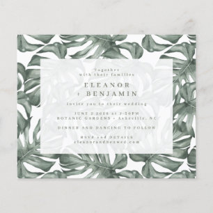 Budget Boho Watercolor Monstera Wedding Invite