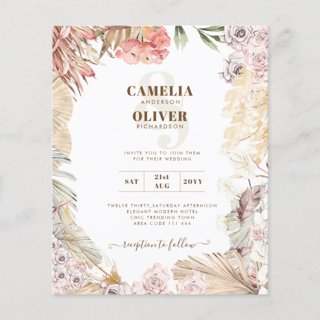 BUDGET BOHO Wedding Invite Digital Download (Front)