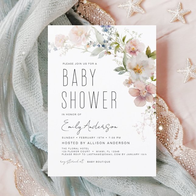 Budget Boho Wildflower Baby Shower Invitation (Creator Uploaded)
