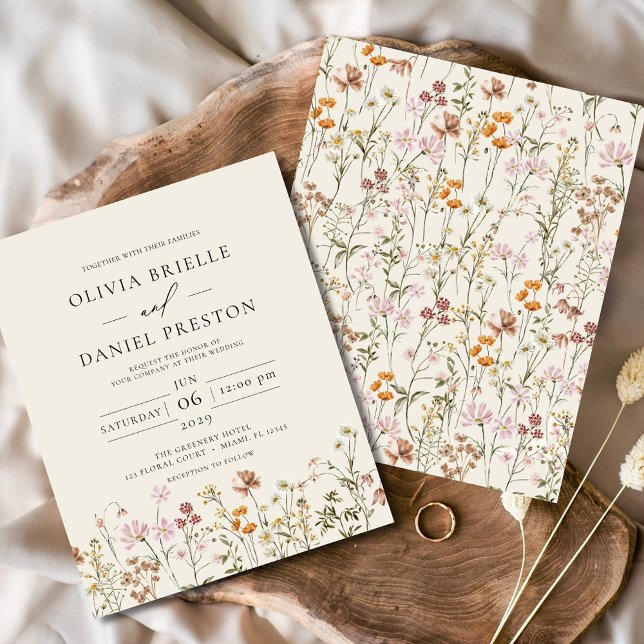 Budget Boho Wildflower Beige Garden Wedding Flyer (Creator Uploaded)
