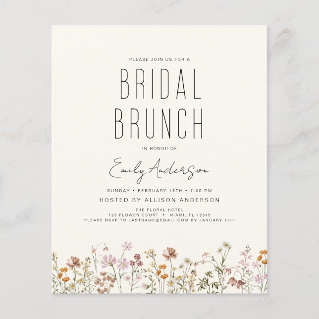 Budget Boho Wildflower Bridal Brunch Bridal Shower (Front)