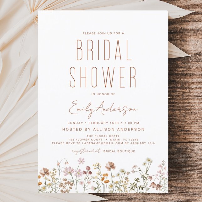 Budget Boho Wildflower Bridal Shower Elegant Flyer (Creator Uploaded)