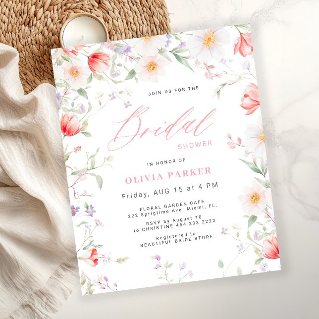 Budget boho wildflower bridal shower invitation (Creator Uploaded)