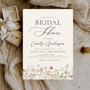 Budget Boho Wildflower Bridal Shower Invitation