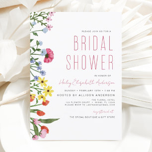 Budget Boho Wildflower Bridal Shower Invitation Flyer