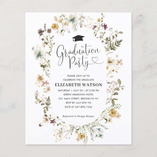 Budget Boho Wildflower Floral Graduation Party (Front)