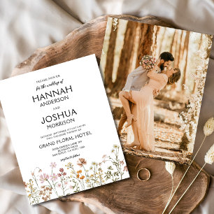 Budget Boho Wildflower Photo Wedding Invitation Flyer