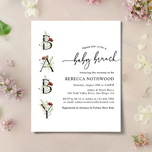 Budget Boho Wildflowers Baby Brunch Invitation (Creator Uploaded)