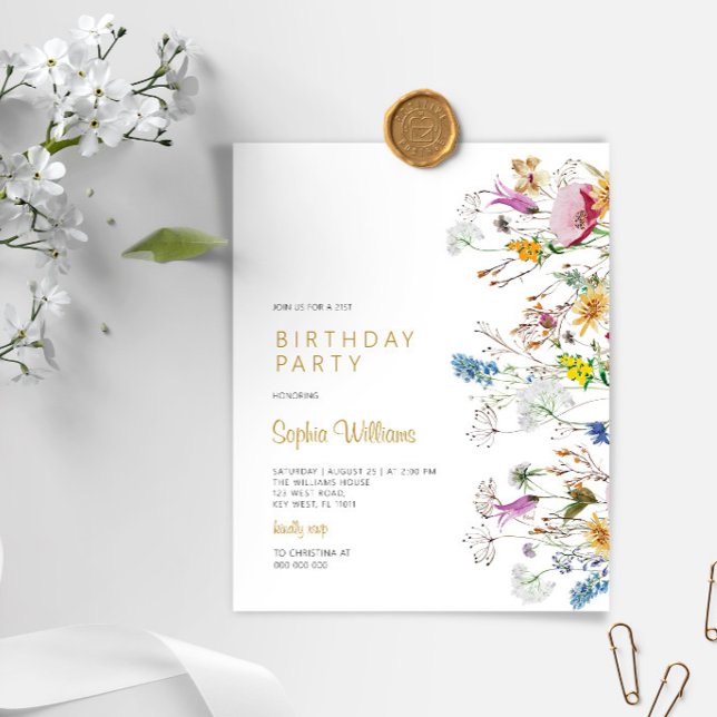 Budget Boho Wildflowers Birthday Party Invitation (Creator Uploaded)