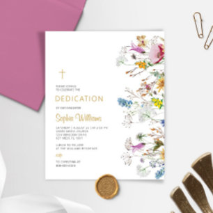 Budget Boho Wildflowers Dedication Invitation