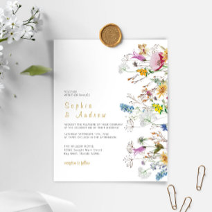 Budget Boho Wildflowers Wedding Invitation