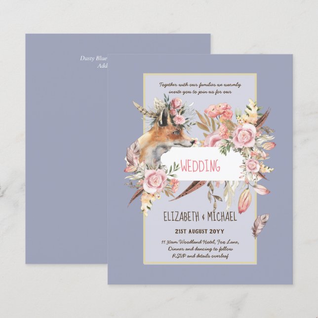BUDGET Boho Woodland FOX Floral Wedding Modern (Front/Back)