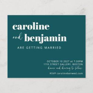 Budget Bold Emerald Chic Modern Wedding Invite