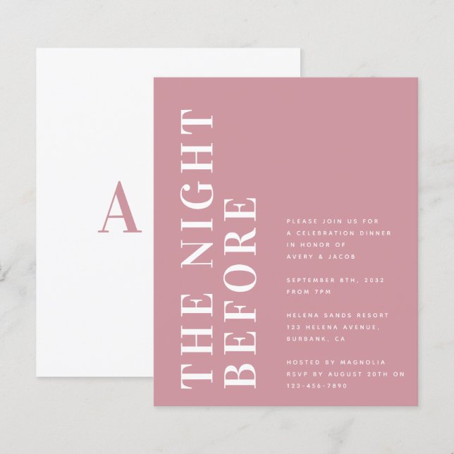 Budget Bold Modern Rehearsal Dinner Invitation (Front/Back)