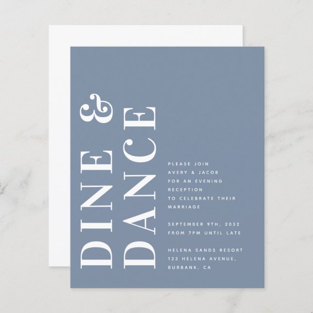 Budget Bold Modern Wedding Reception Invitation (Front/Back)