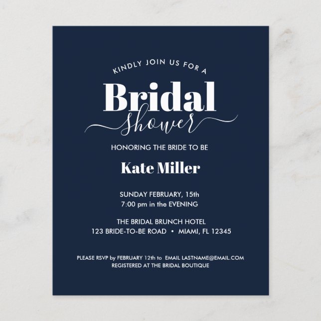 BUDGET BOLD NAVY AND WHITE BRIDAL SHOWER (Front)