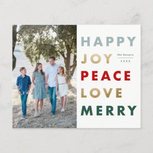 Budget Bold Type Photo Christmas Holiday Card