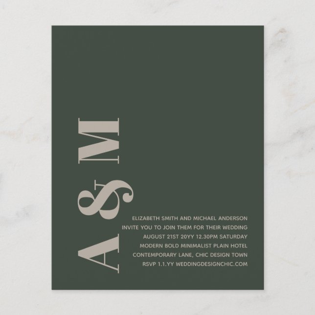 BUDGET BOLD Typography Wedding Invite Minimalist Flyer (Front)