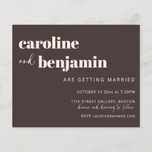 Budget Bold Warm Brown Chic Modern Wedding Invite
