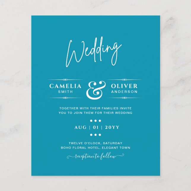 BUDGET Bondi Blue Monochrome Wedding  Flyer (Front)