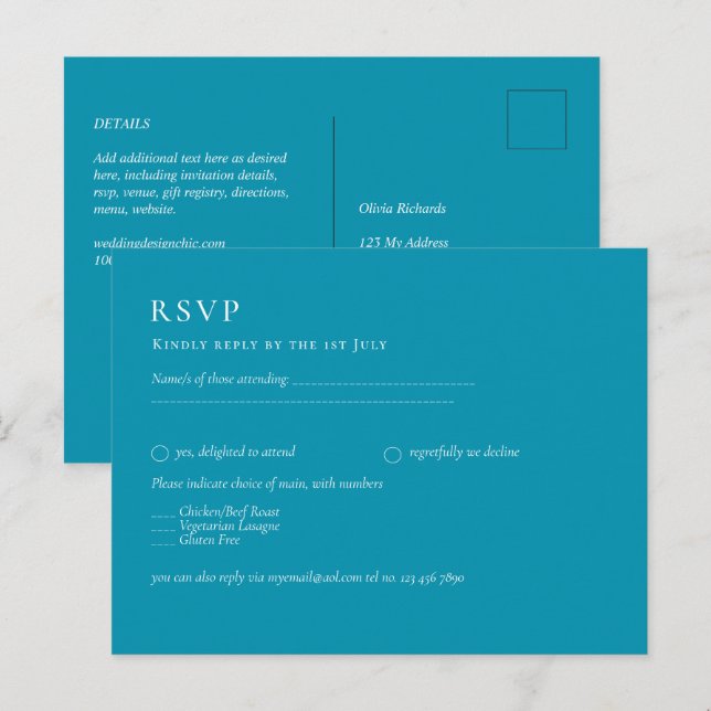 BUDGET Bondi Blue Monochrome Wedding  Postcard (Front/Back)