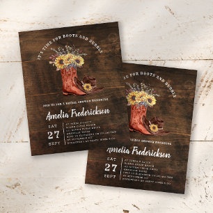 BUDGET Boots and Bubbly Bridal Shower Invitation