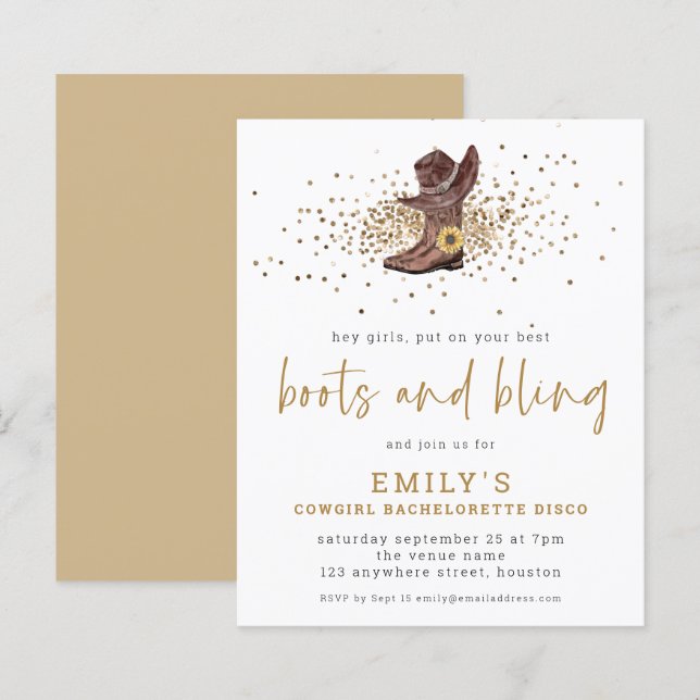 BUDGET Boots Bling Cowgirl Bachelorette Disco (Front/Back)