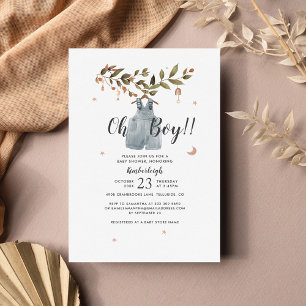 Budget Botanical Boho Baby Boy Shower Invitation