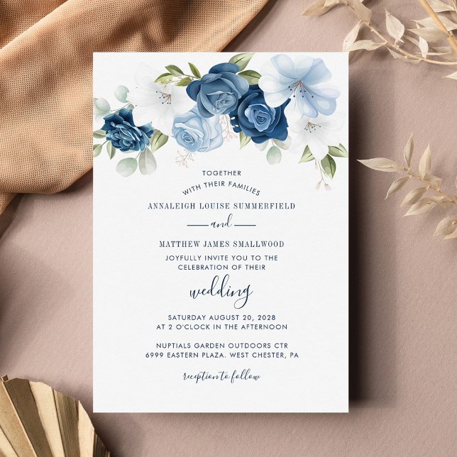 Budget Botanical Dusty Blue Floral Wedding Invite (Creator Uploaded)