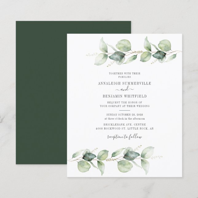  Budget Botanical Eucalyptus Wedding Invitation (Front/Back)