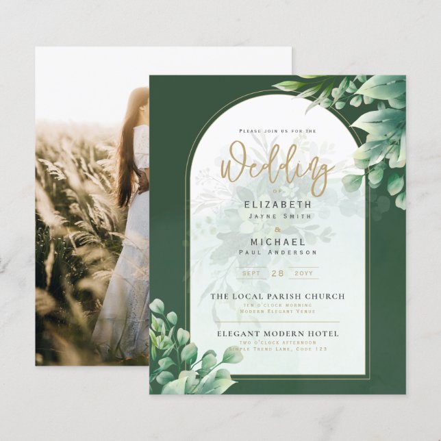 Budget Botanical Eucalyptus Wedding INVITE (Front/Back)