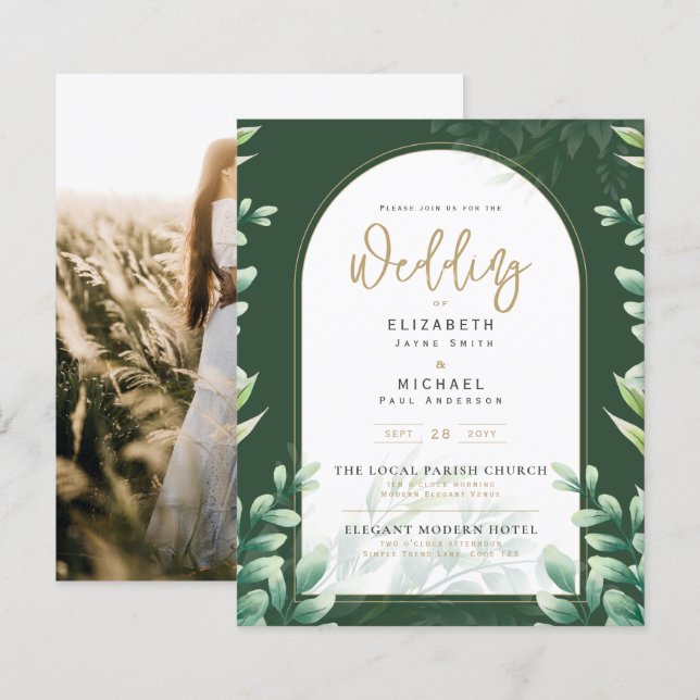 Budget Botanical Eucalyptus Wedding INVITE (Front/Back)