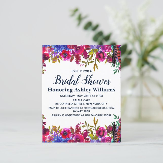 Budget Botanical Floral Bridal Shower Invitation (Standing Front)
