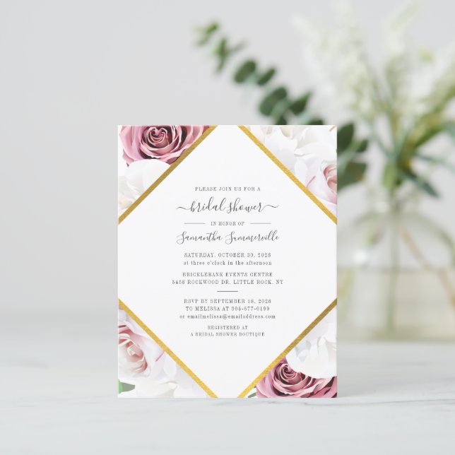 Budget Botanical Floral Rose Gold Bridal Shower (Standing Front)