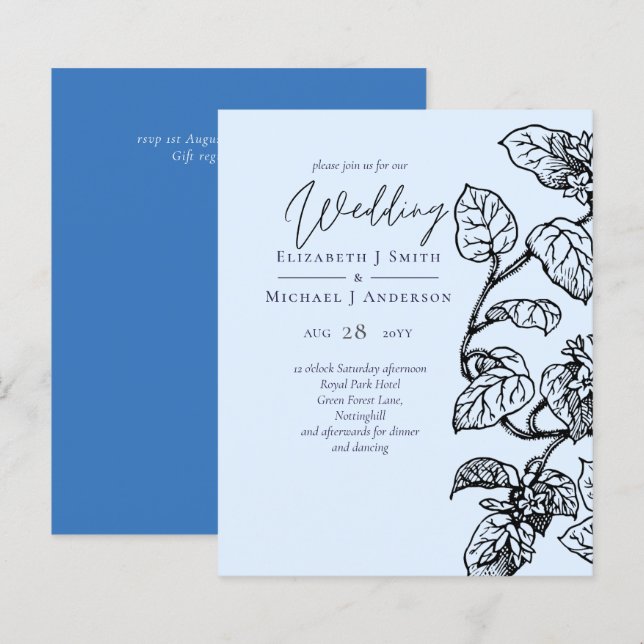 BUDGET Botanical Garden Leaves Wedding Invite (Front/Back)