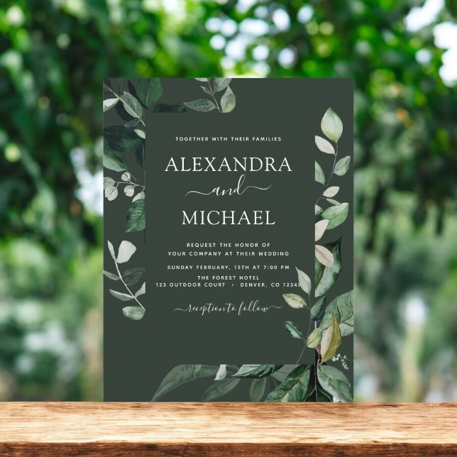 Budget Botanical Greenery Emerald Green Wedding Flyer (Creator Uploaded)