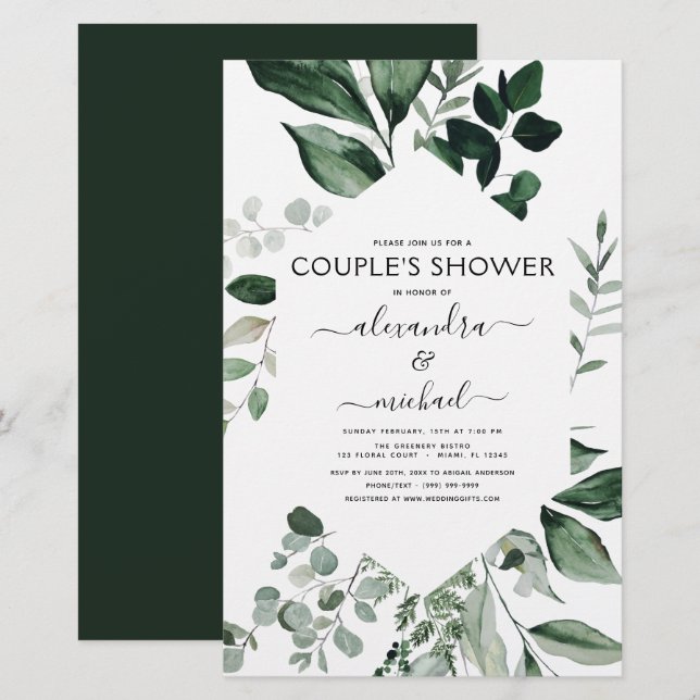 Budget Botanical Greenery Foliage Couple's Shower (Front/Back)