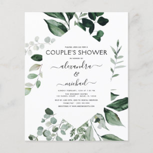 Budget Botanical Greenery Foliage Couple's Shower Flyer