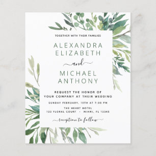 Budget Botanical Greenery Foliage Wedding Flyer
